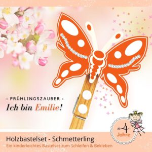 Frühlingsbasteln Kinder - Holzfigur Schmetterling Emilie