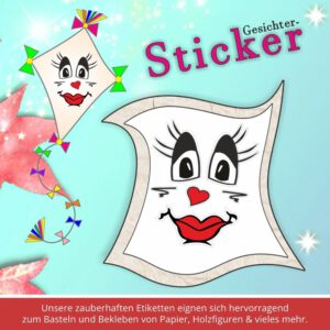 Klebeetiketten Kindergarten ♥ Sticker-Gesicht Kussmund