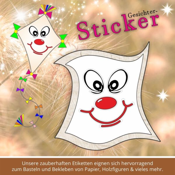Klebeetiketten für Kindergarten ♥ Sticker-Gesicht grinsen